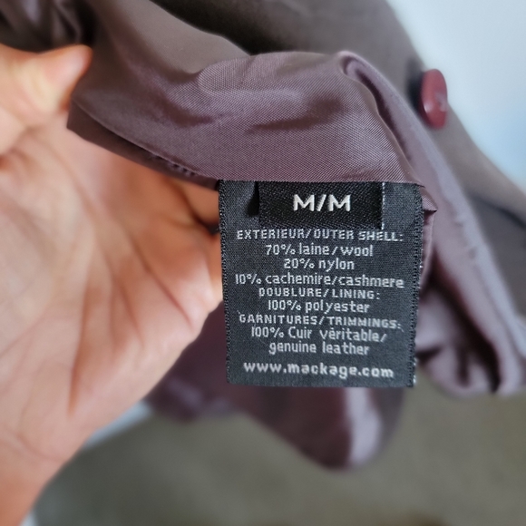 Mackage brown wool and leather coat - Picture 7 of 9